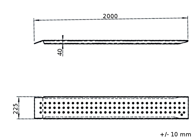 Nájezdy hliníkové Alu, Al-ko, d. 2000 mm, š. 200 mm, 400 kg, pár (2ks) -nákres