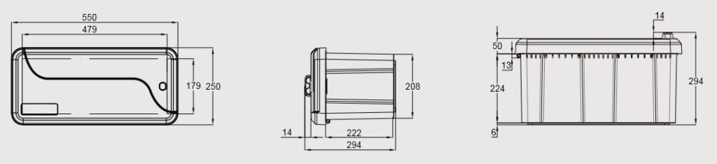 Box na nářadí BLACKIT II, 550x250x294 mm, nákres