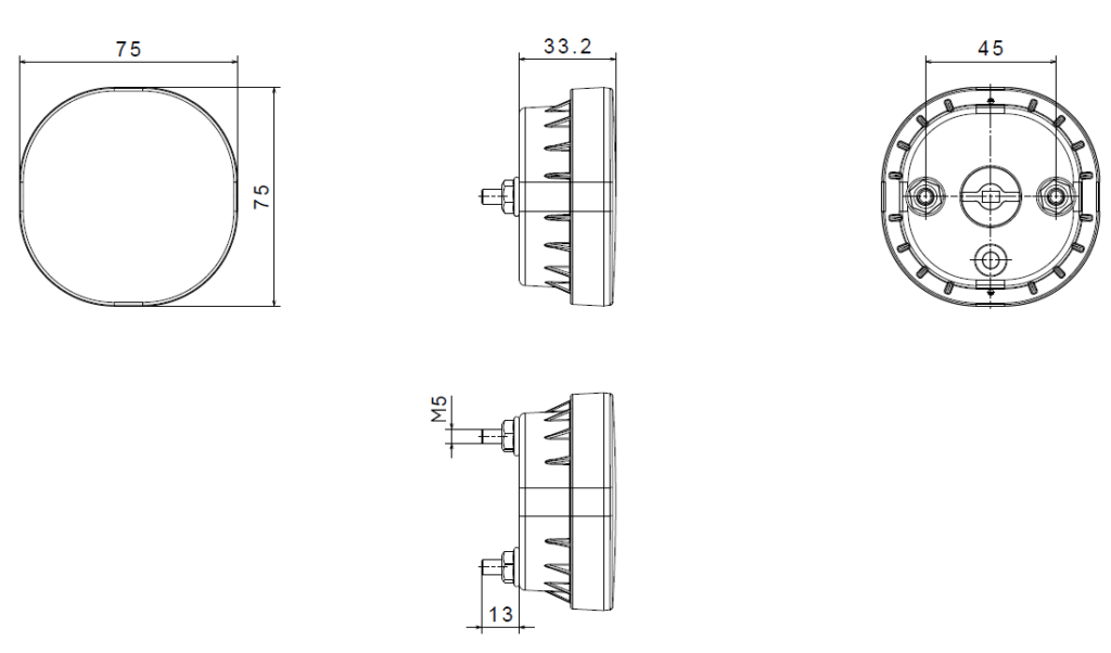 Mlhovka LED Fristom FT-400, 12-36V, kabel 0,5m SS konektor, obj.č. 101811 , nákres